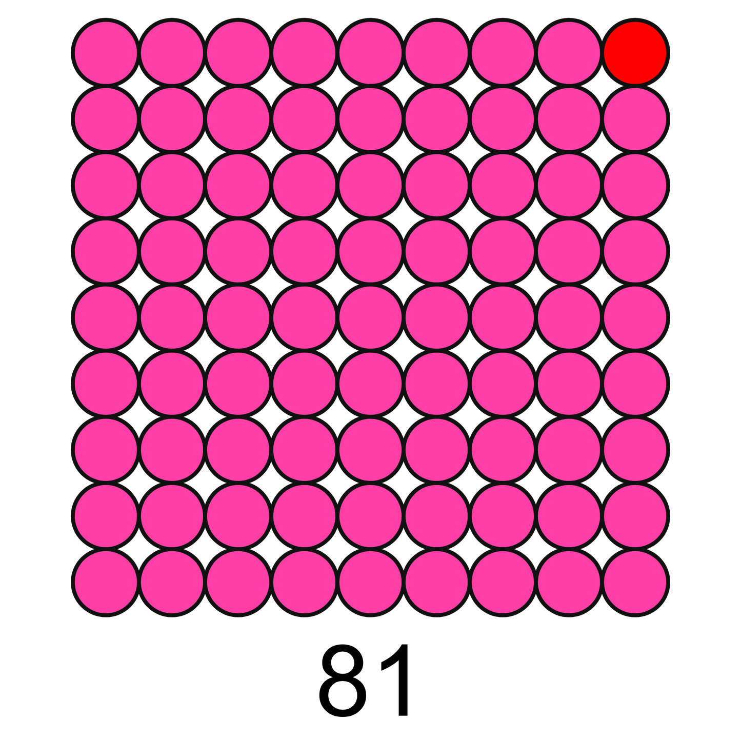 ColorMyMath square number 81 = 9 squared design