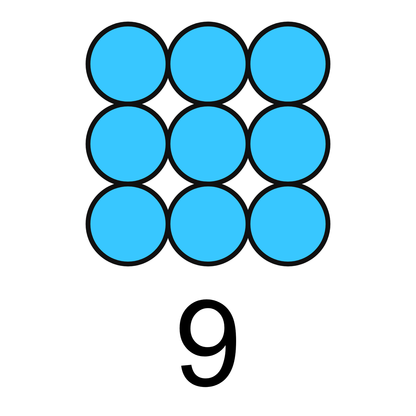 ColorMyMath square number 9 = 3 squared design