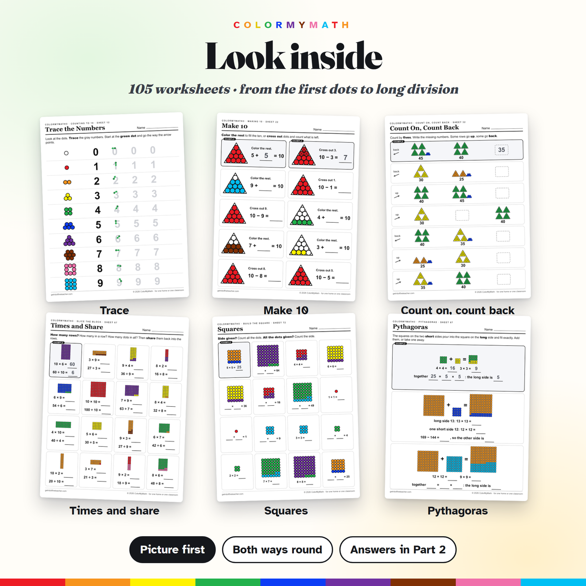 The Every Game Workbook — 105 ColorMyMath Worksheets (Ages 3–10)