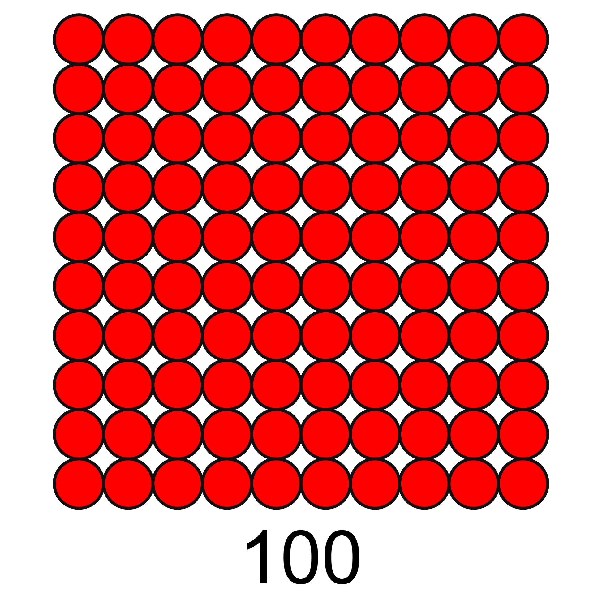 ColorMyMath square number 100 = 10 squared design