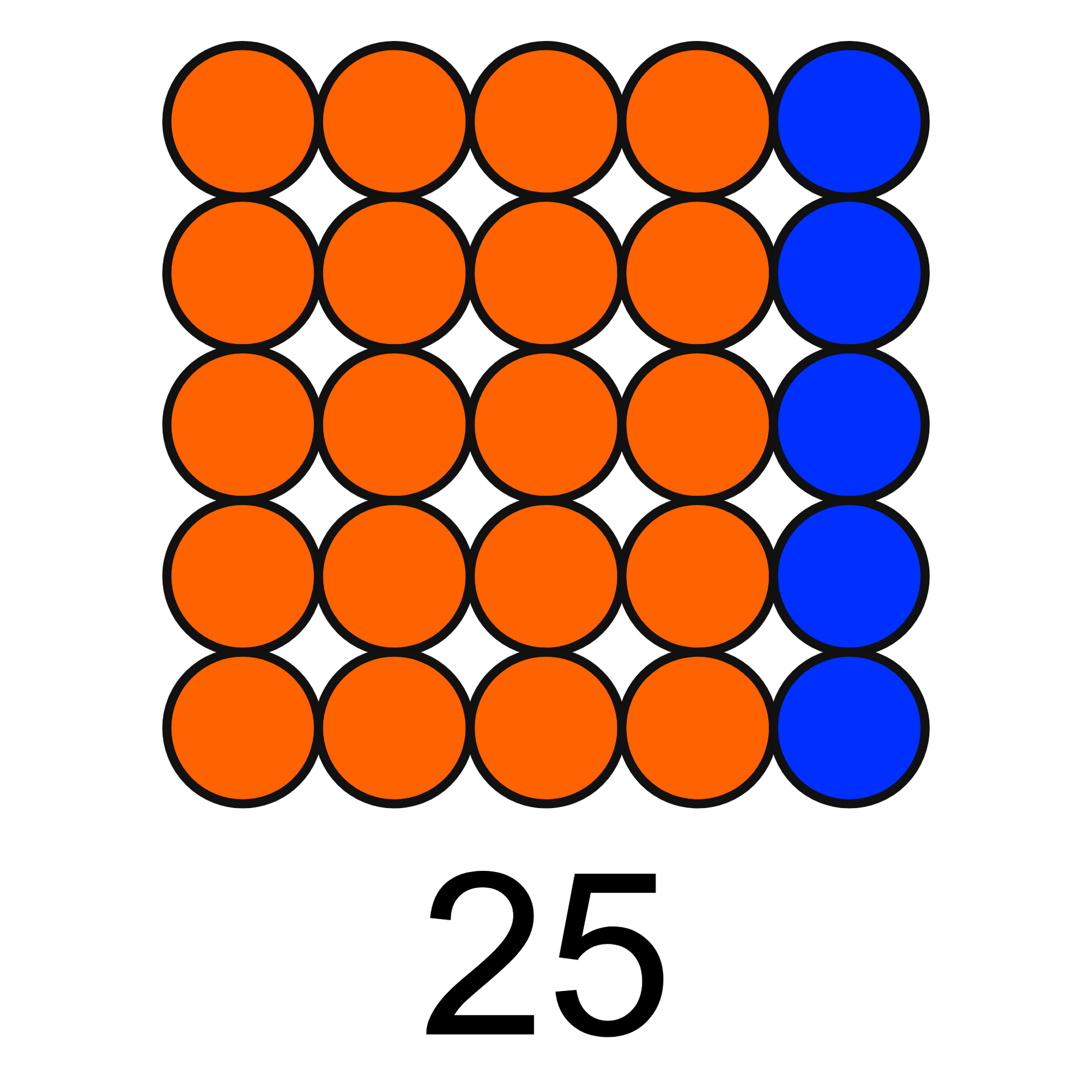 ColorMyMath square number 25 = 5 squared design