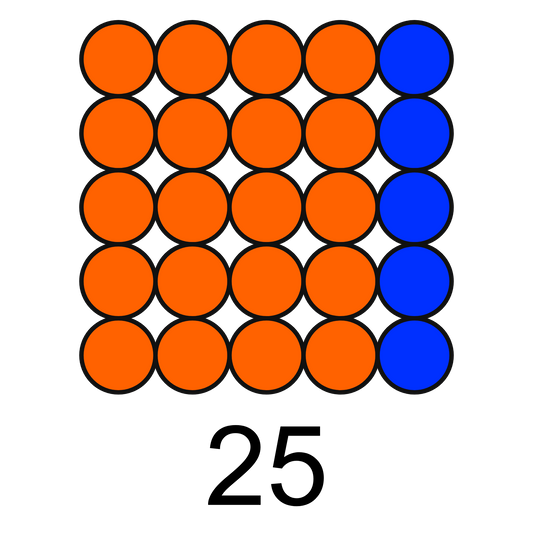 ColorMyMath square number 25 = 5 squared design