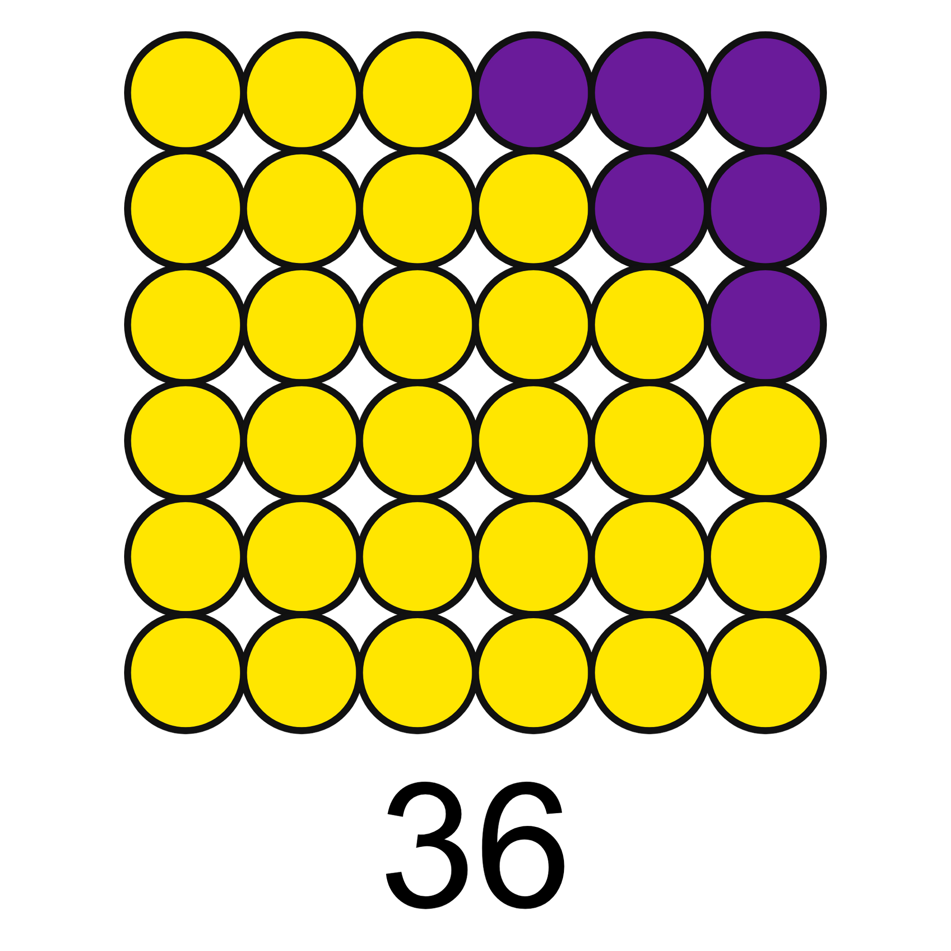 ColorMyMath square number 36 = 6 squared design
