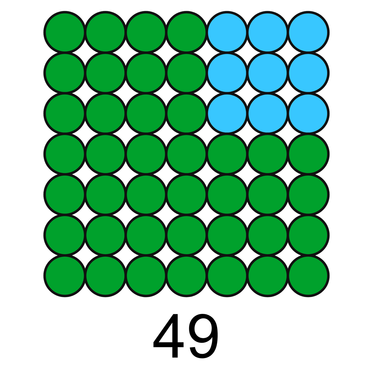 ColorMyMath square number 49 = 7 squared design
