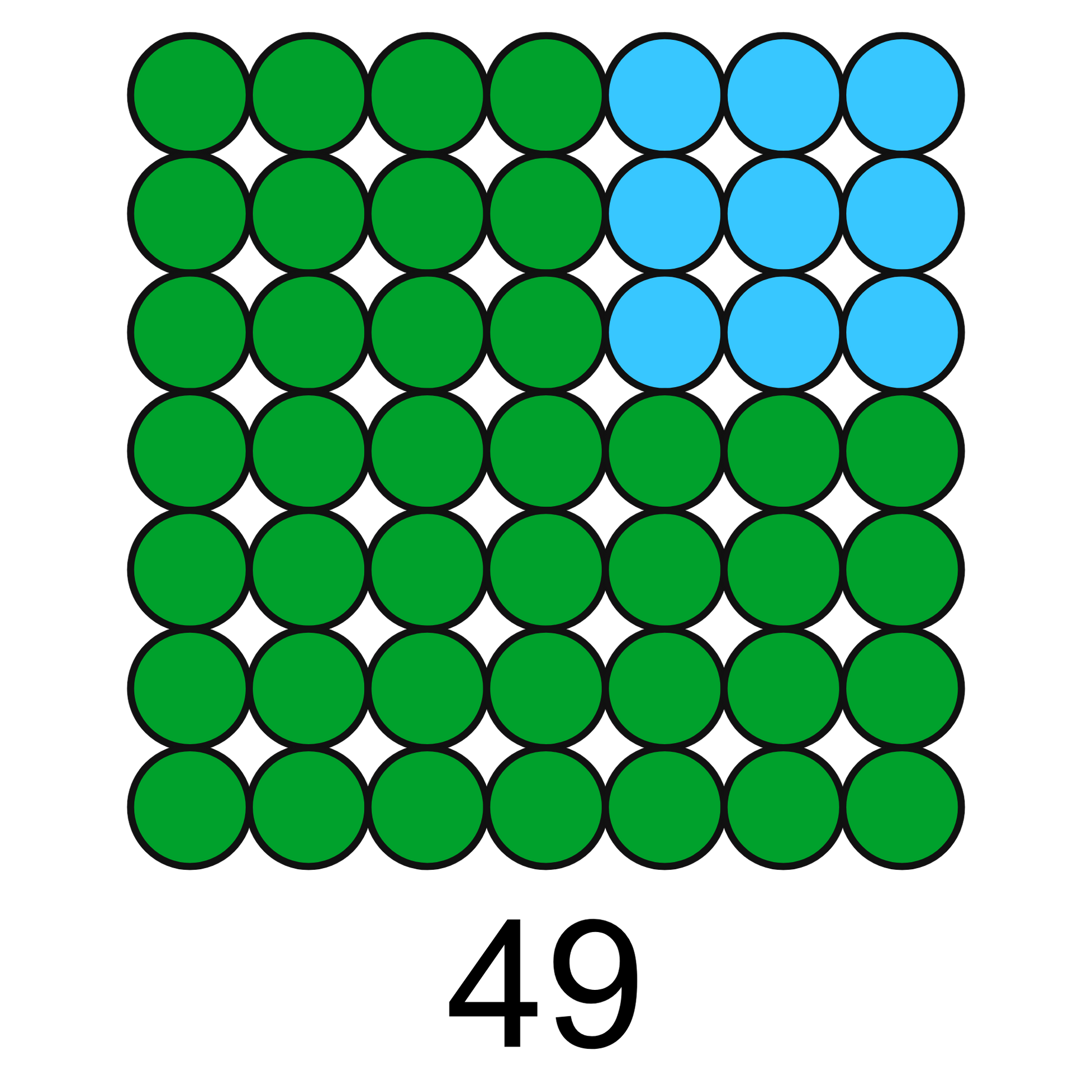 ColorMyMath square number 49 = 7 squared design