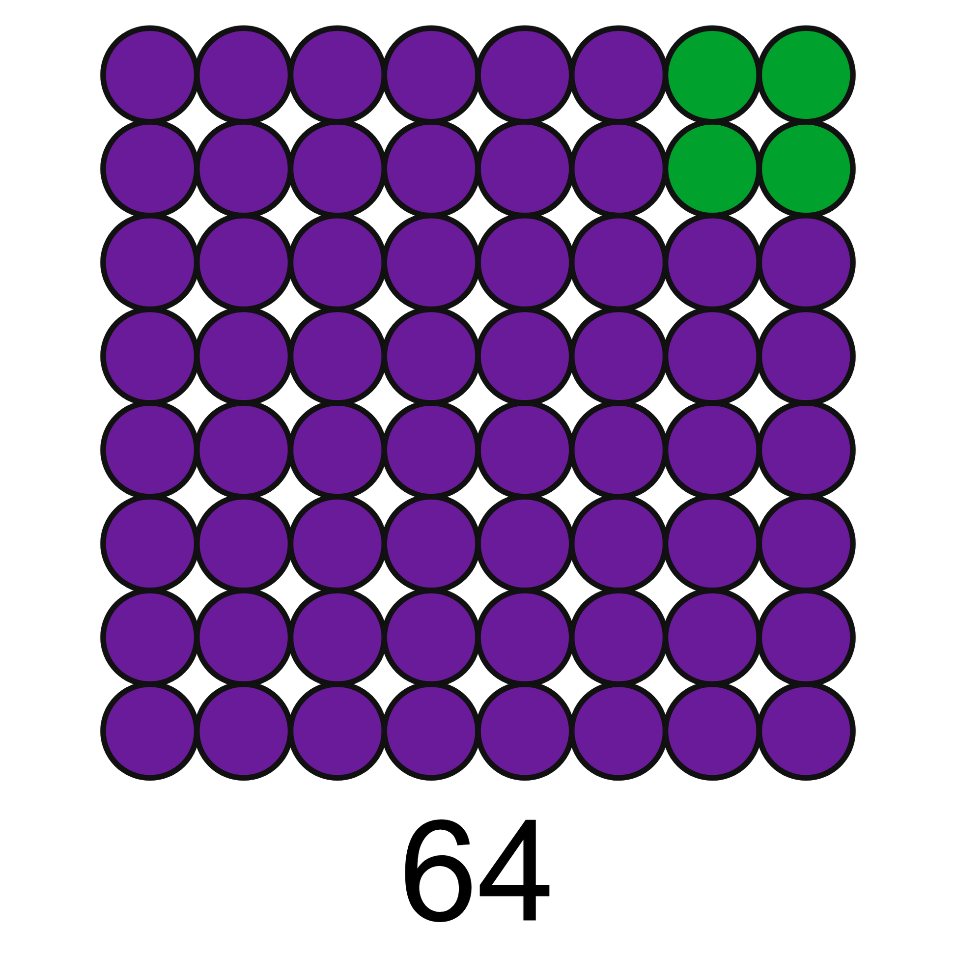 ColorMyMath square number 64 = 8 squared design