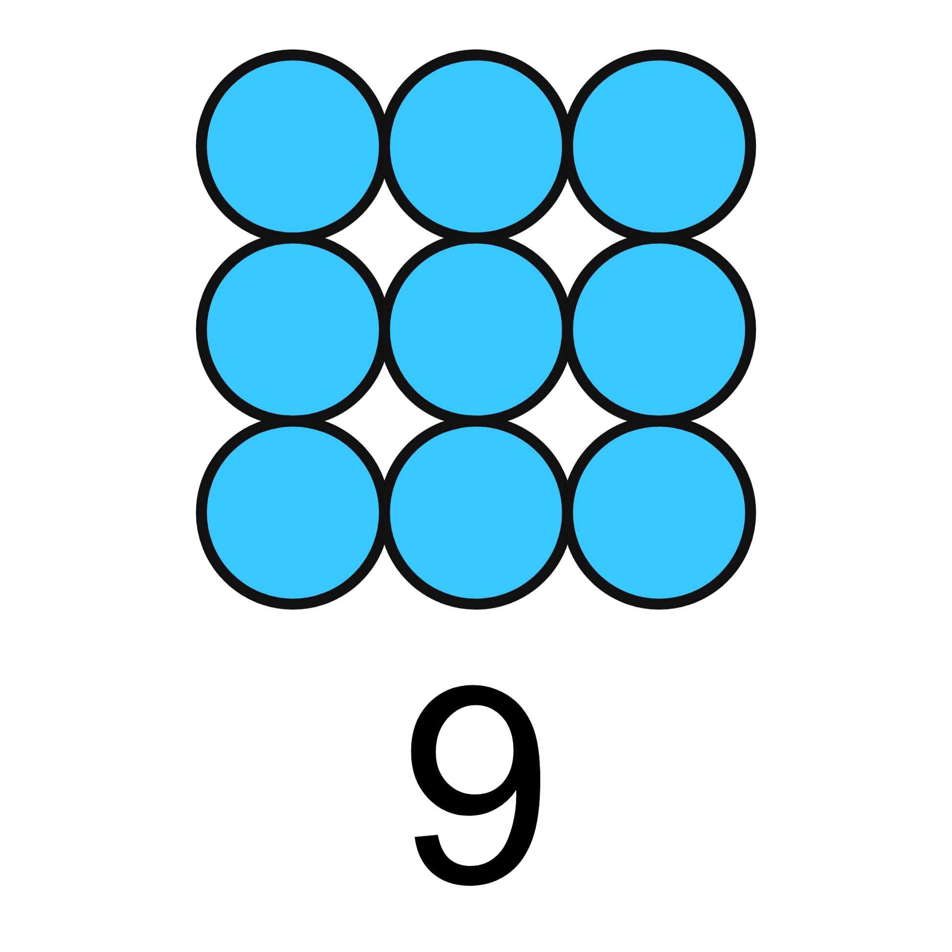 ColorMyMath square number 9 = 3 squared design