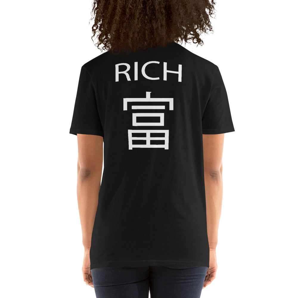 RICH Chinese Short-Sleeve Unisex T-Shirt - -Lighten Your Life [ItsAboutTime.Life][date]