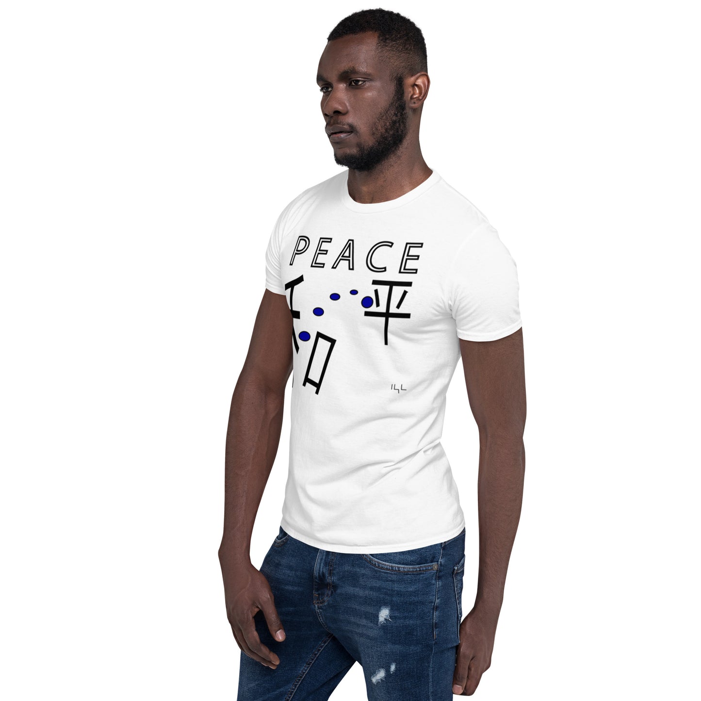 Blue PEACE Chinese Front disc Golf Short-Sleeve Unisex T-Shirt - -Lighten Your Life [ItsAboutTime.Life][date]